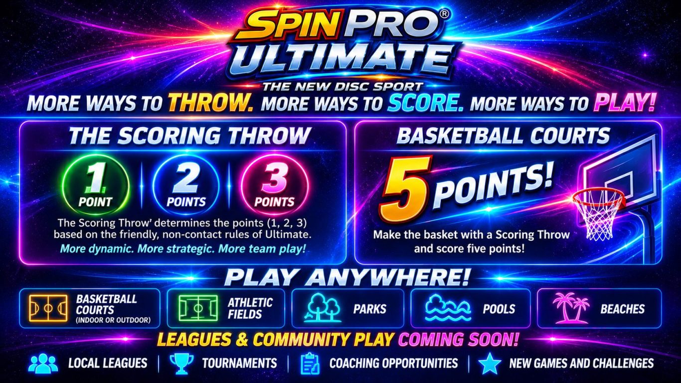 Spin Pro® Ultimate – The New Disc Sport Spin Pro® Ultimate – The New Disc Sport, featuring precision throwing, teamwork and non-contact play.